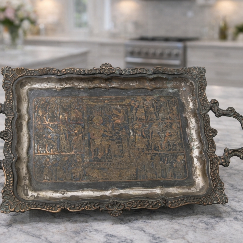 Ornate Rectangular Metal Tray